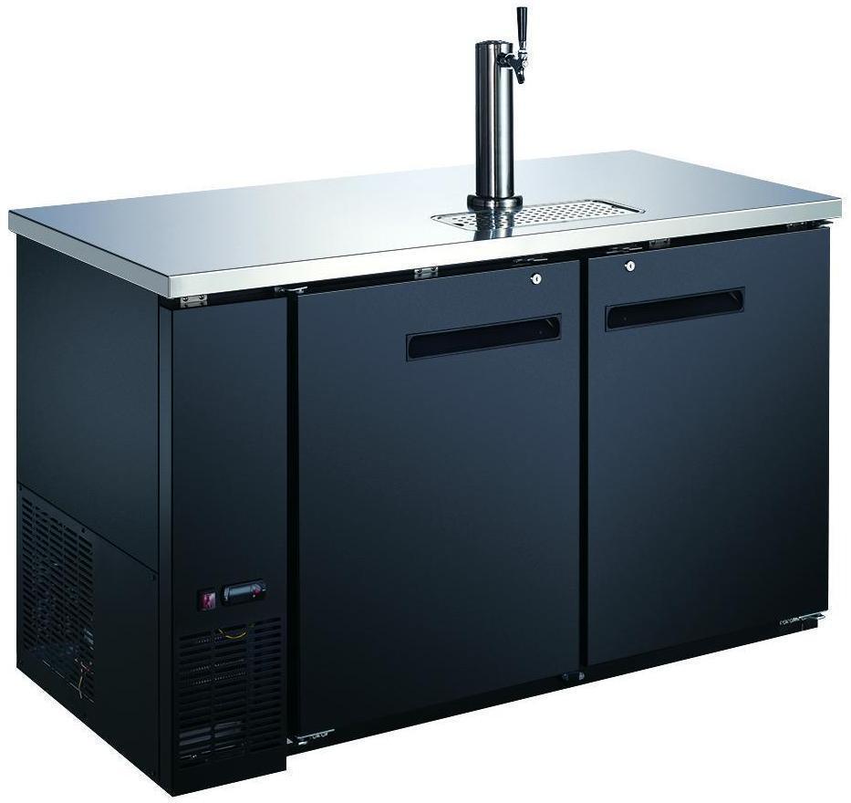 Omcan | BD-CN-0019-HC - 59" Two Door Bar Cooler with One Beer Dispenser - 2 Kegs