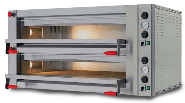 Omcan | PE-IT-0049-D - Double Deck Electric Pizza Oven - 41" x 27" x 6" Decks