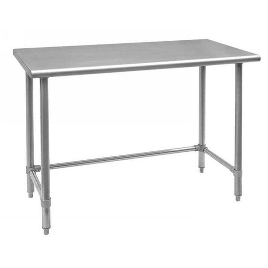 Omcan | STAINLESS STEEL WORKTABLES WITH OPEN BASE, 3-SIDED LEG BRACE