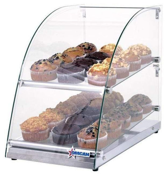 Omcan | 2 Shelf Bakery Display Case with Front and Rear Doors - 14" Wide