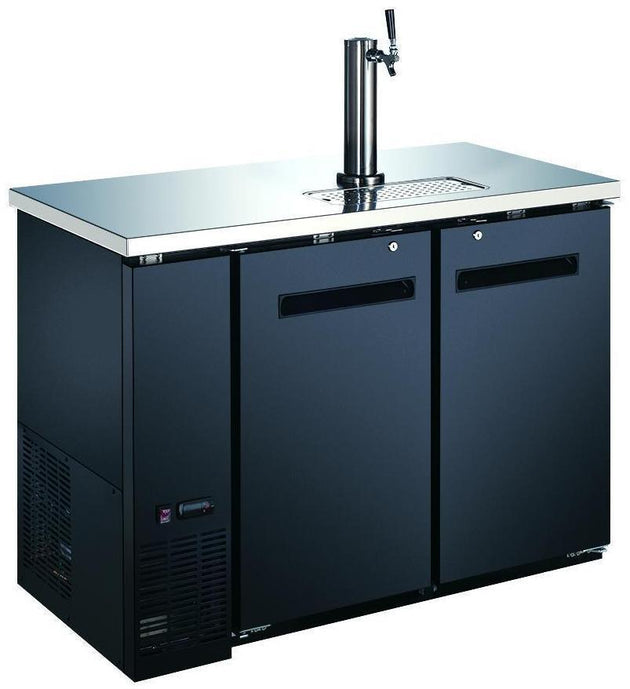 Omcan | BB-CN-0012-DH - 48" Two Door Bar Cooler with One Beer Dispenser - 2 Kegs