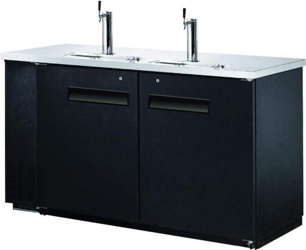 Omcan | BB-CN-0016-DH - 61" Two Door Bar Cooler with Two Beer Dispensers - 2 Kegs