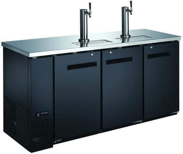 Omcan | BB-CN-0020-DH - 72" Three Door Bar Cooler with Two Beer Dispensers - 3 Kegs