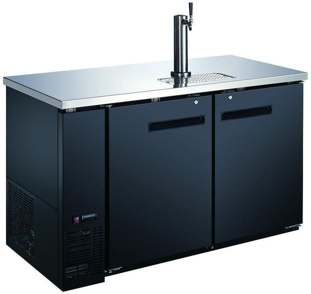 Omcan | BD-CN-0019-HC - 59" Two Door Bar Cooler with One Beer Dispenser - 2 Kegs
