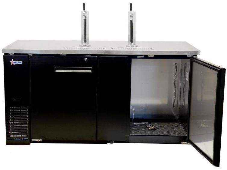 Omcan | BD-CN-0023-HC - 69" Two Door Bar Cooler with Two Beer Dispensers - 3 Kegs