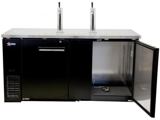 Omcan | BD-CN-0023-HC - 69" Two Door Bar Cooler with Two Beer Dispensers - 3 Kegs