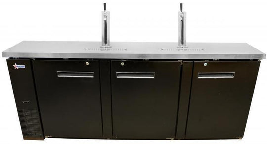Omcan | BD-CN-0032-HC - 90" Three Door Bar Cooler with Two Beer Dispensers - 4 Kegs