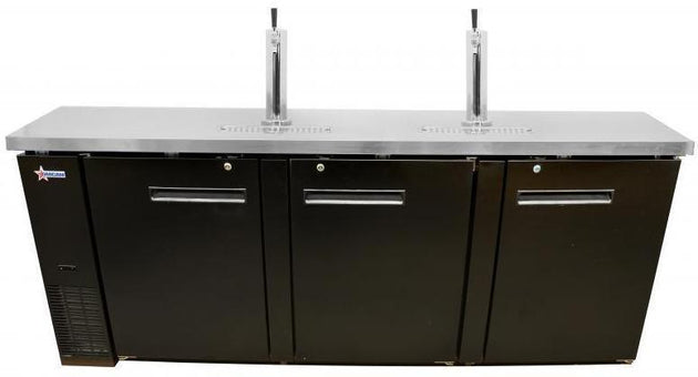 Omcan | BD-CN-0032-HC - 90" Three Door Bar Cooler with Two Beer Dispensers - 4 Kegs