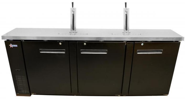 Omcan | BD-CN-0032-HC - 90" Three Door Bar Cooler with Two Beer Dispensers - 4 Kegs