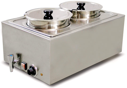 Omcan | FW-CN-0016 - 17 Qt. Food Warmer with Two Insets - 1200w