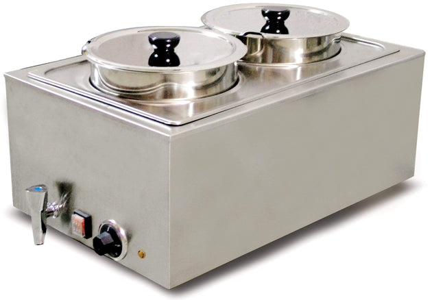 Omcan | FW-CN-0016 - 17 Qt. Food Warmer with Two Insets - 1200w