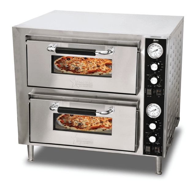 Omcan | PE-CN-3200-D - Electric Double Deck Countertop Pizza Oven - 18" x 18" x 4" Decks