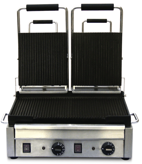 Omcan | PG-CN-0711-R - 18" x 10" Grooved Double Panini Grill