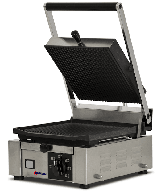 Omcan | PG-IT-0483-R - 9" x 10" Grooved Panini Grill