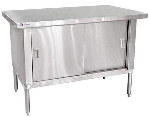 Omcan | Stainless Steel Work Table with Cabinet - 30" Deep, Overhanging Edge