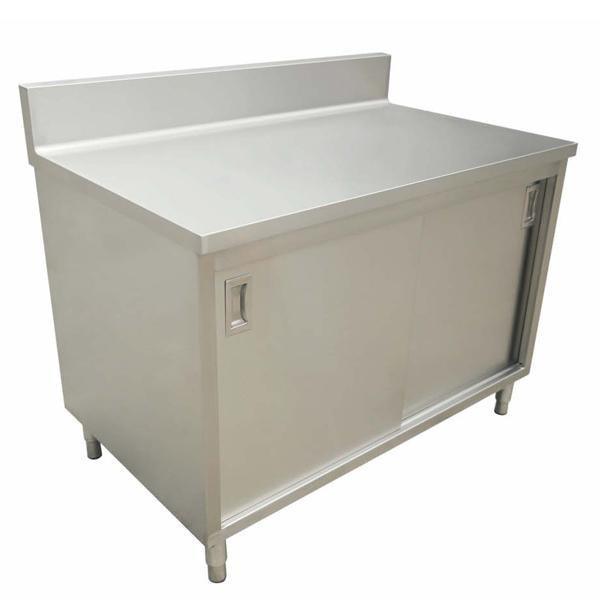 Omcan | Stainless Steel Work Table with Cabinet & Backsplash - 24" Deep